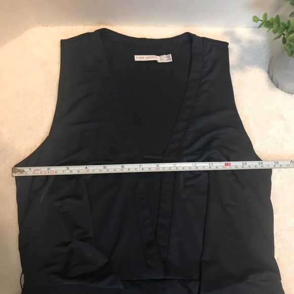 Pink Stitch pleated low v-neck sleeveless (navy) blue midi dress size 2 - Picture 7 of 10